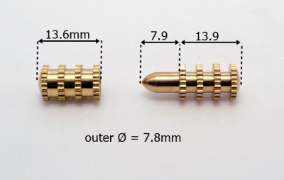 Solid Brass Pin Hinges / Locator Pins (pair)